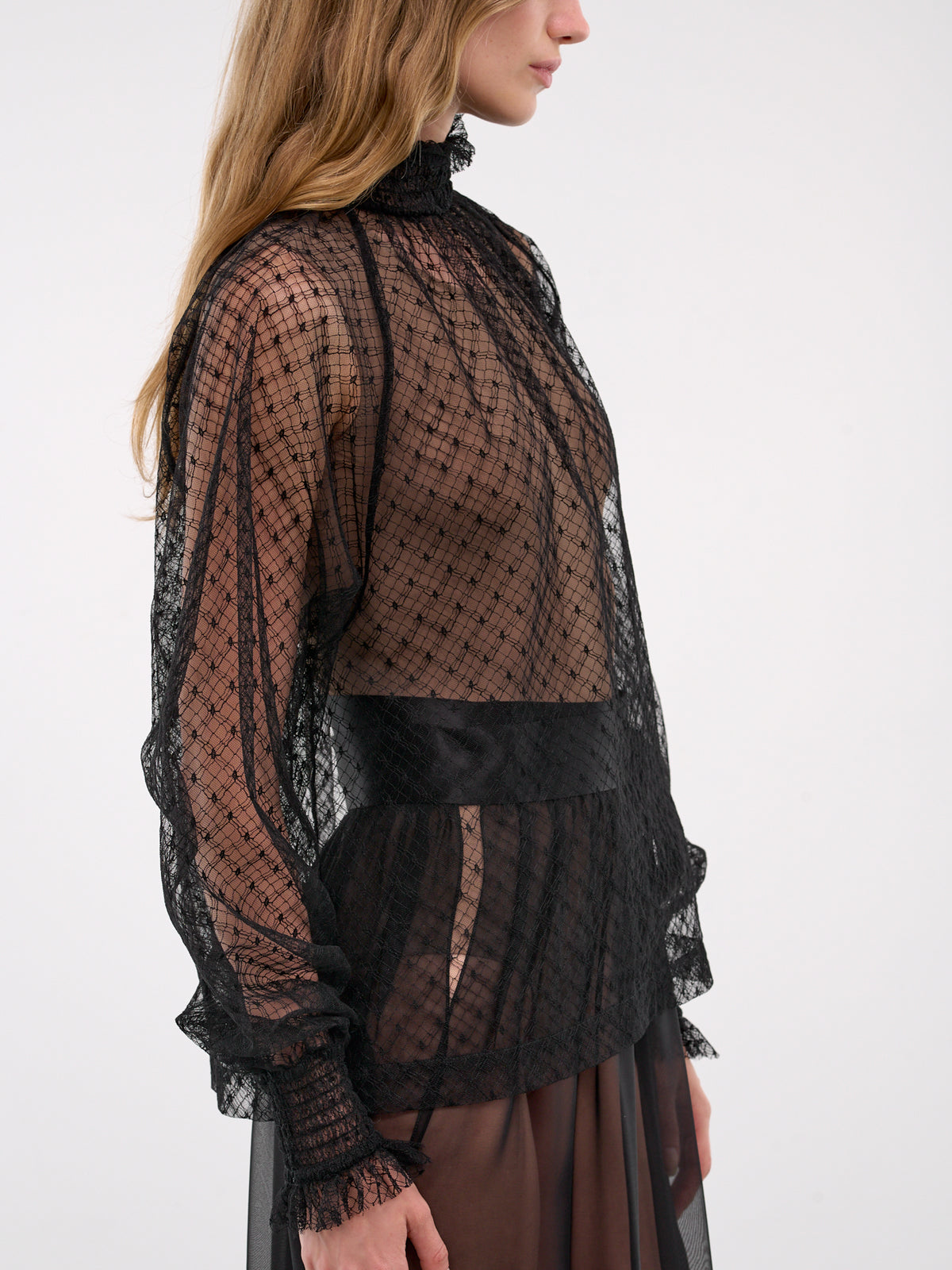 Sheer Blouse (F79EMT-FLSK8-N0000-BLACK)