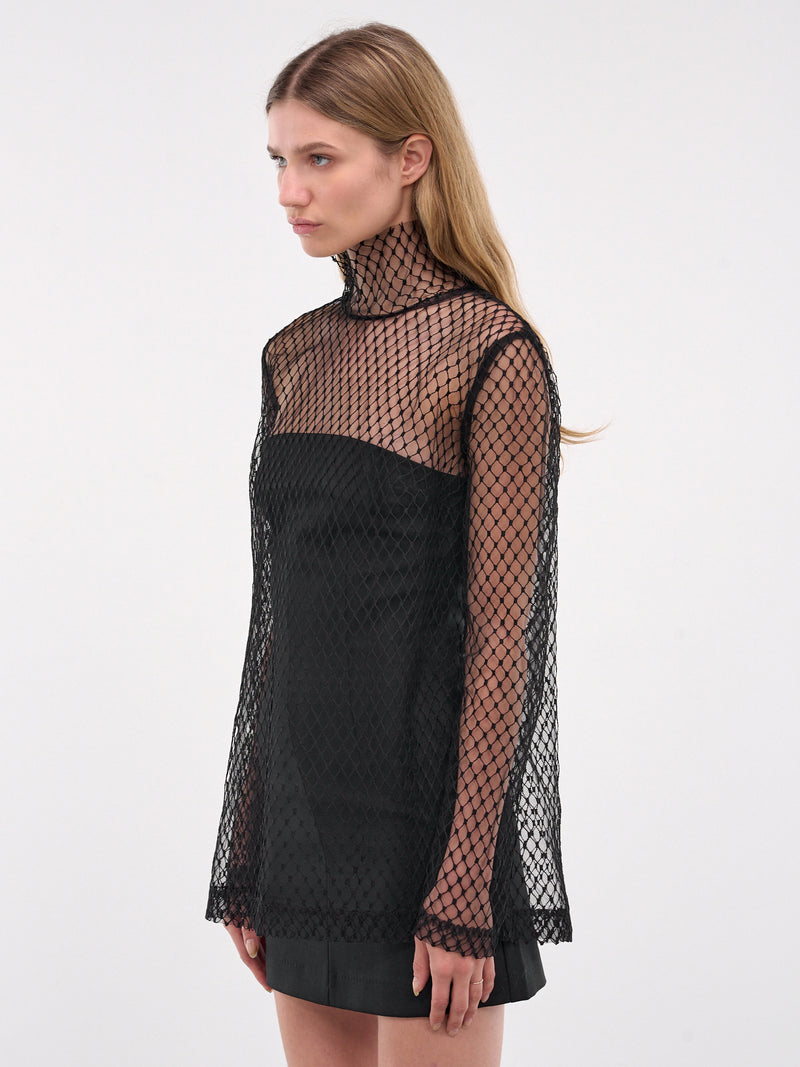 Mesh Blouse (F7AI7T-HLM83-N0000-BLACK)