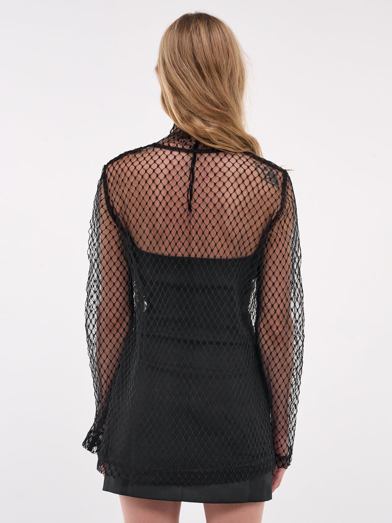 Mesh Blouse (F7AI7T-HLM83-N0000-BLACK)