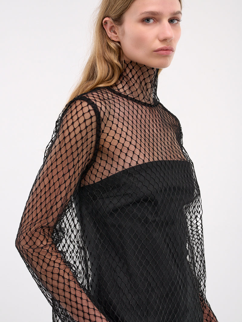 Mesh Blouse (F7AI7T-HLM83-N0000-BLACK)