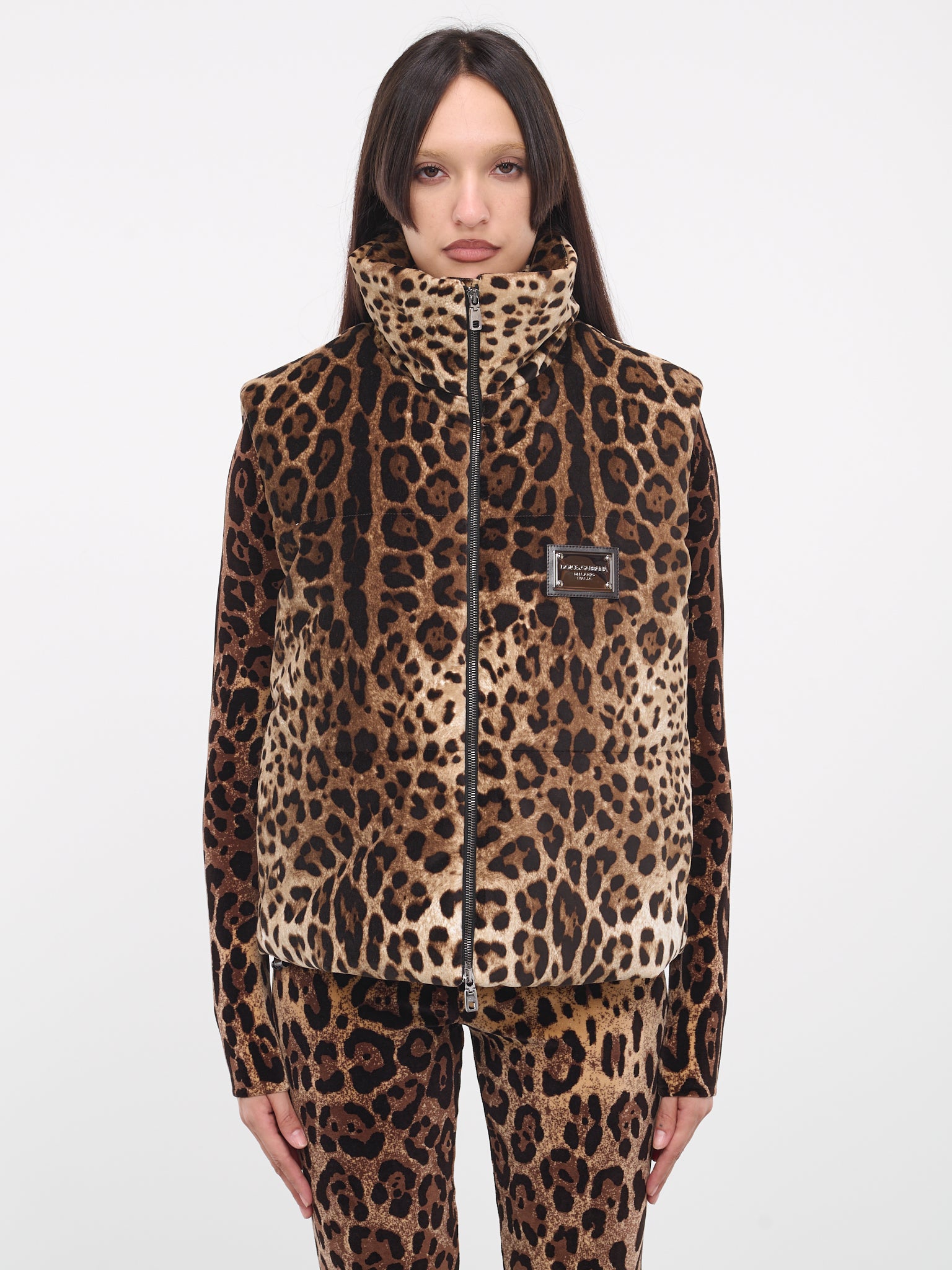 Leopard Padded Vest (F9R23T-LIGHT-BROWN)