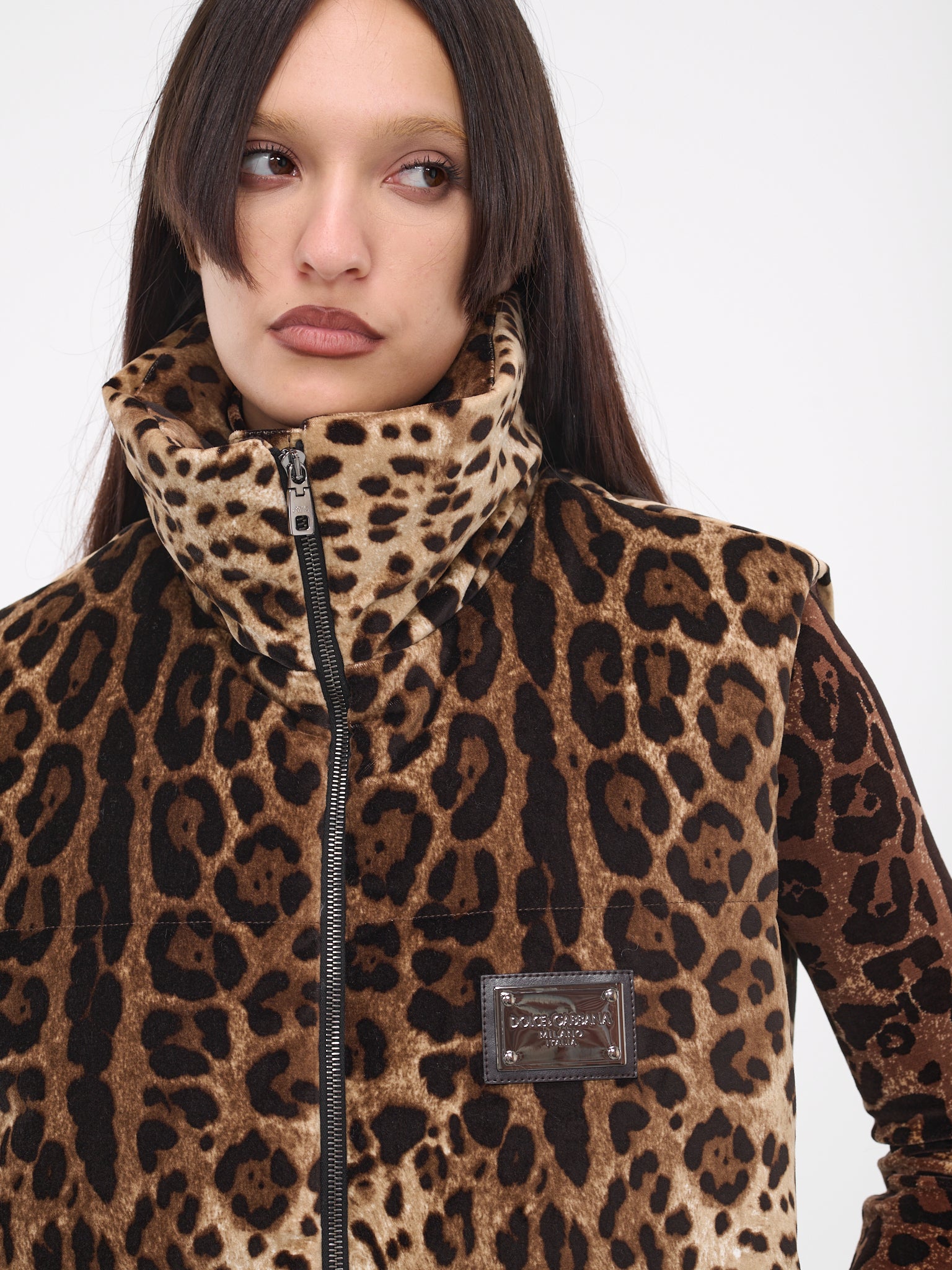 Leopard Padded Vest (F9R23T-LIGHT-BROWN)