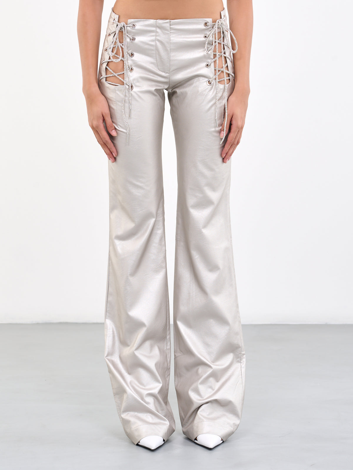 ADRIANA HOT COUTURE Faux-Leather Metallic Pants | H.Lorenzo - front