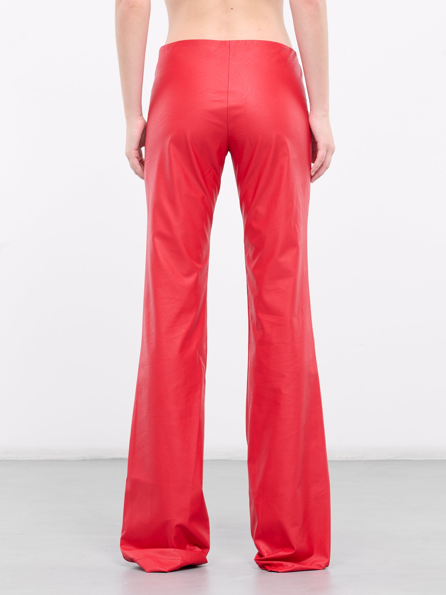 Faux Leather Lace-Up Pants (FAUX-LTHR-PANTS-SPARKLY-RED)