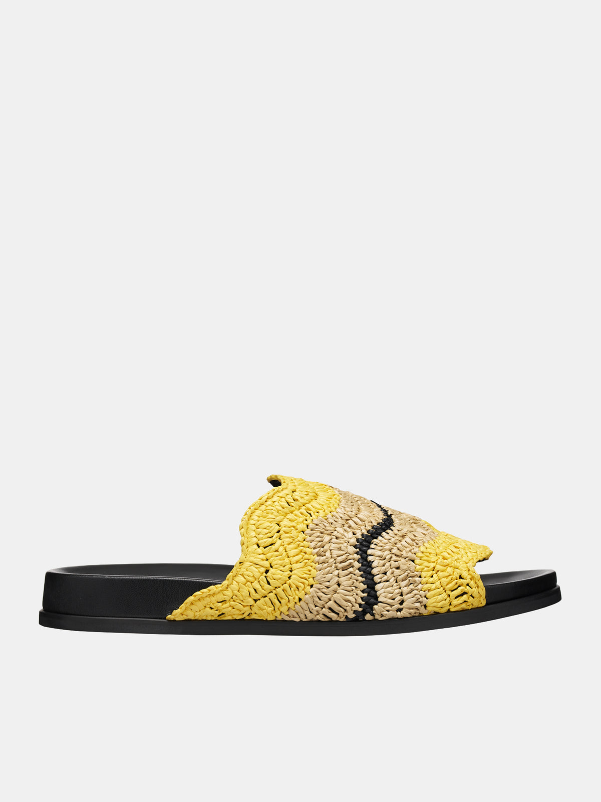 No Vacancy Inn Rafia Sabot Slides (FBMR002601-BLACK-YELLOW)