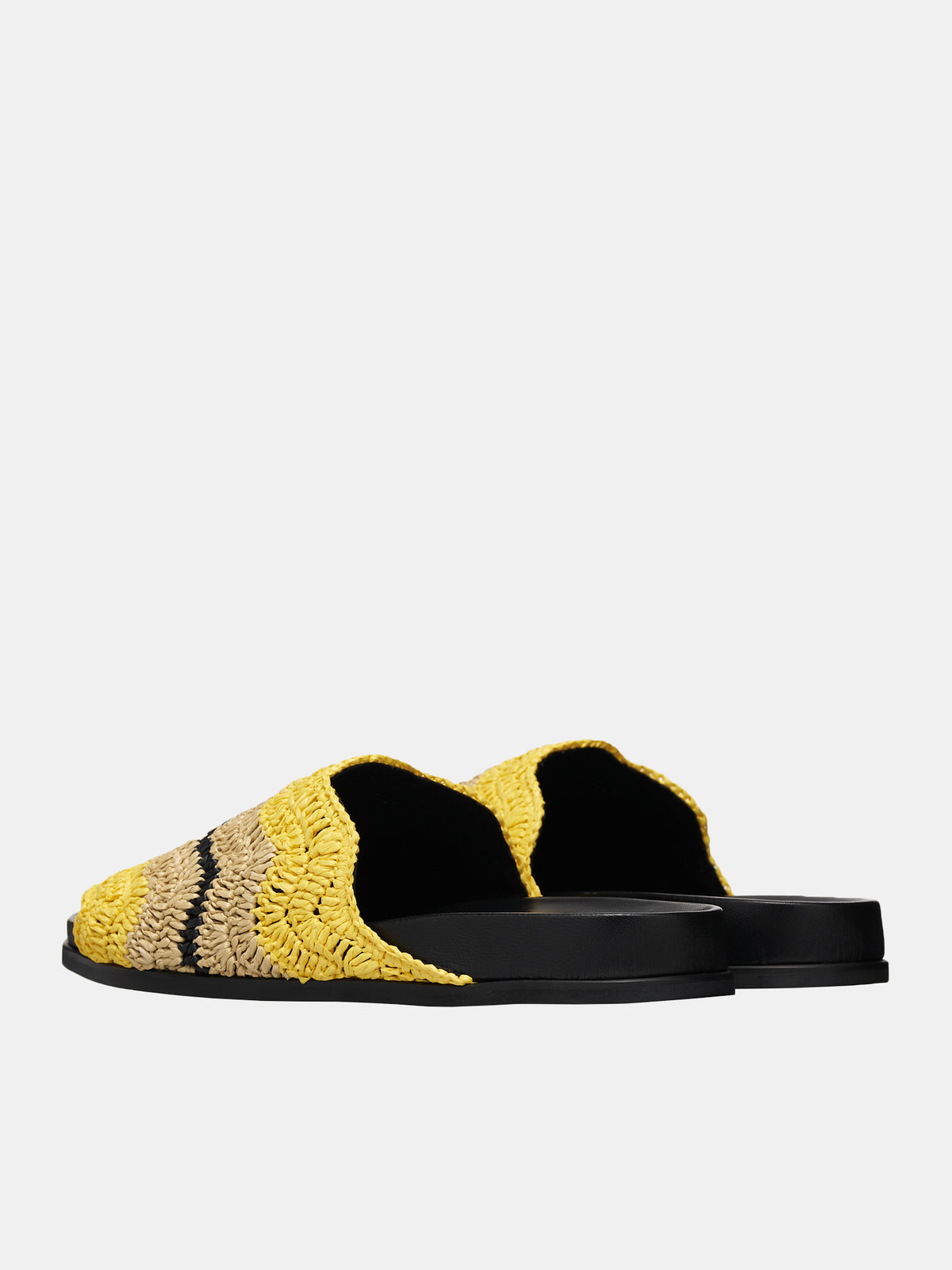 No Vacancy Inn Rafia Sabot Slides (FBMR002601-BLACK-YELLOW)