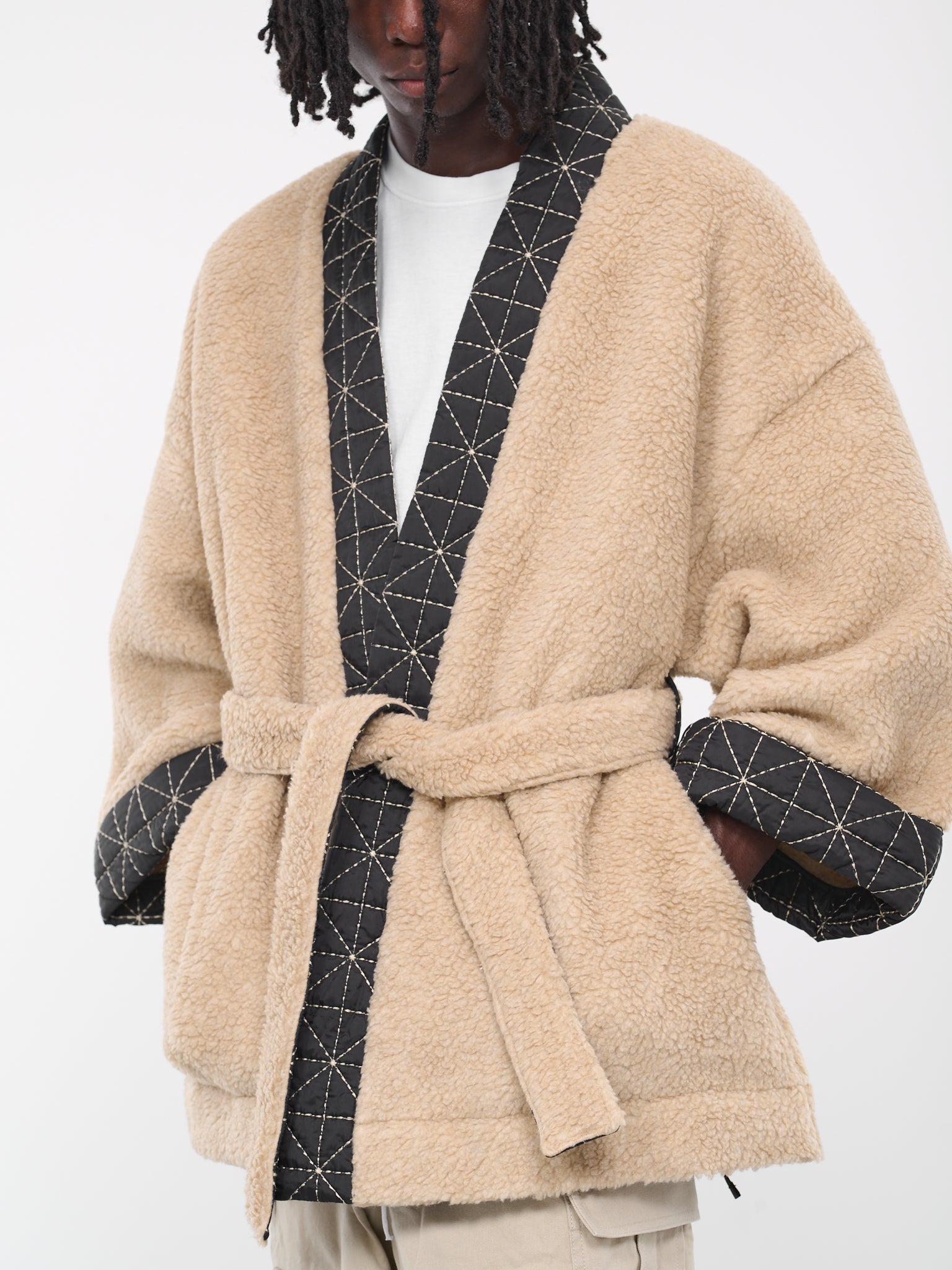 Fleece Kimono Jacket (FD65SW0074PB-PALE-CAMEL)
