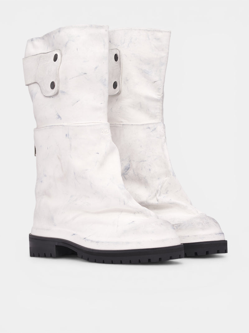 424 White Dragonrider Boots | H.Lorenzo - front side