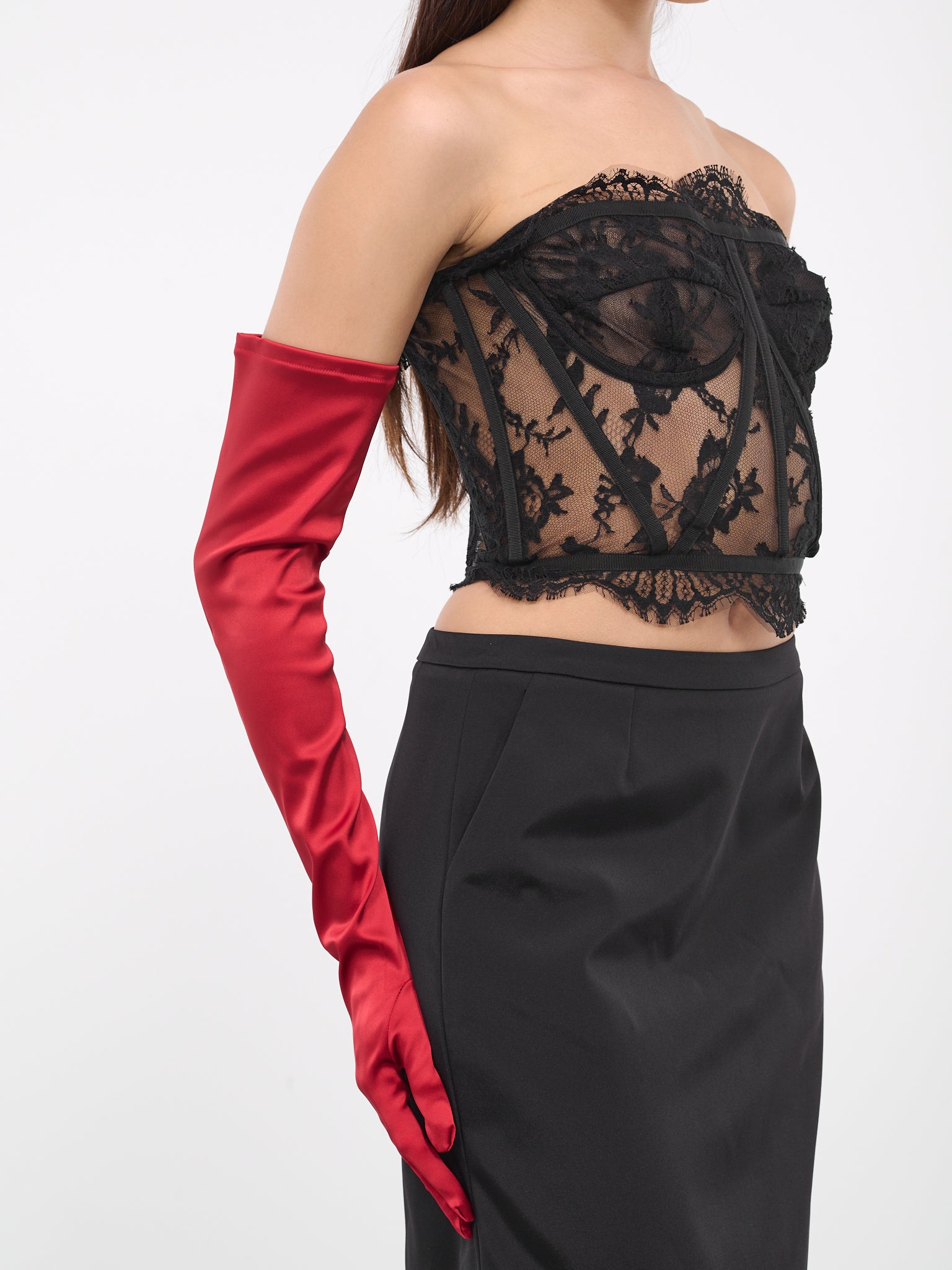 Satin Long Gloves (FG108A-FURHM-R0367-VERY-DARK-R)