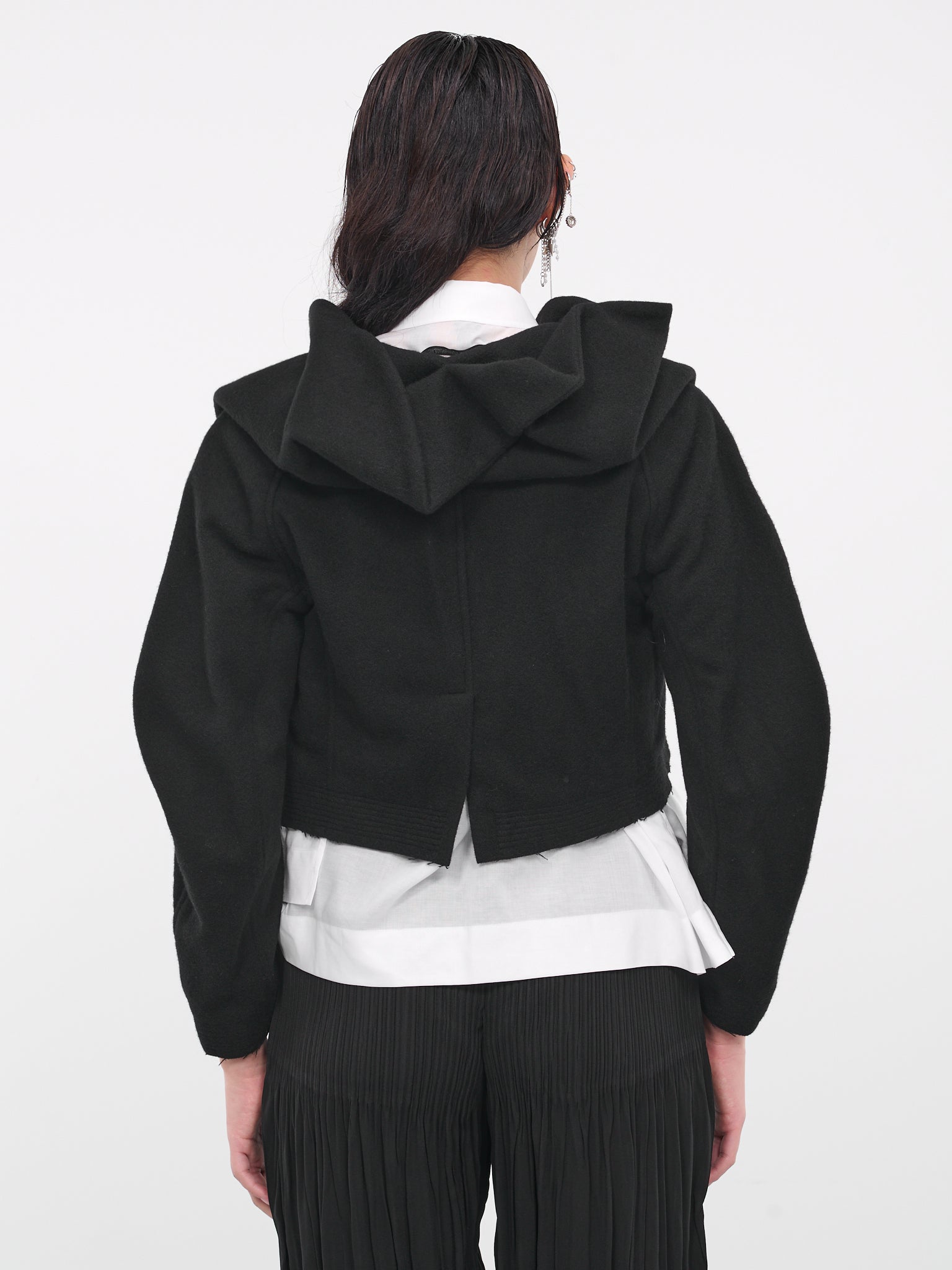 Melton Draped Short Jacket (FJ-J12-102-1-BLACK)