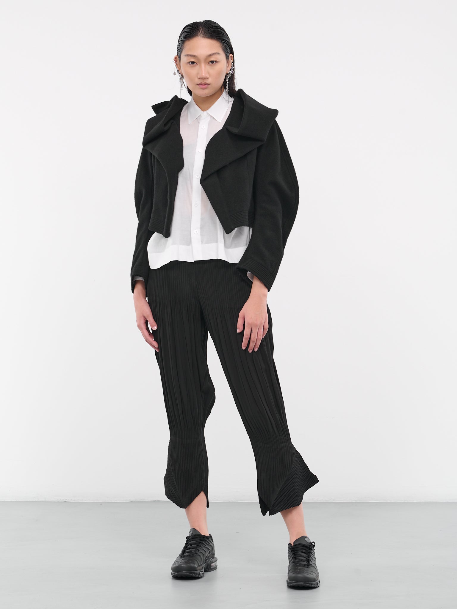 Melton Draped Short Jacket (FJ-J12-102-1-BLACK)