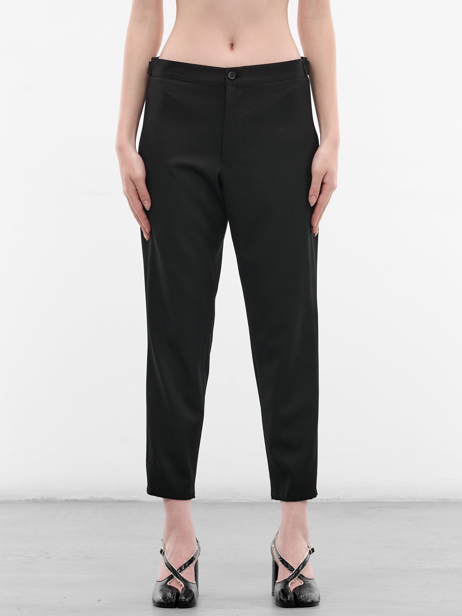 Black Wool Gabardine Slim Pants (FK-P60-101-1-BLACK)