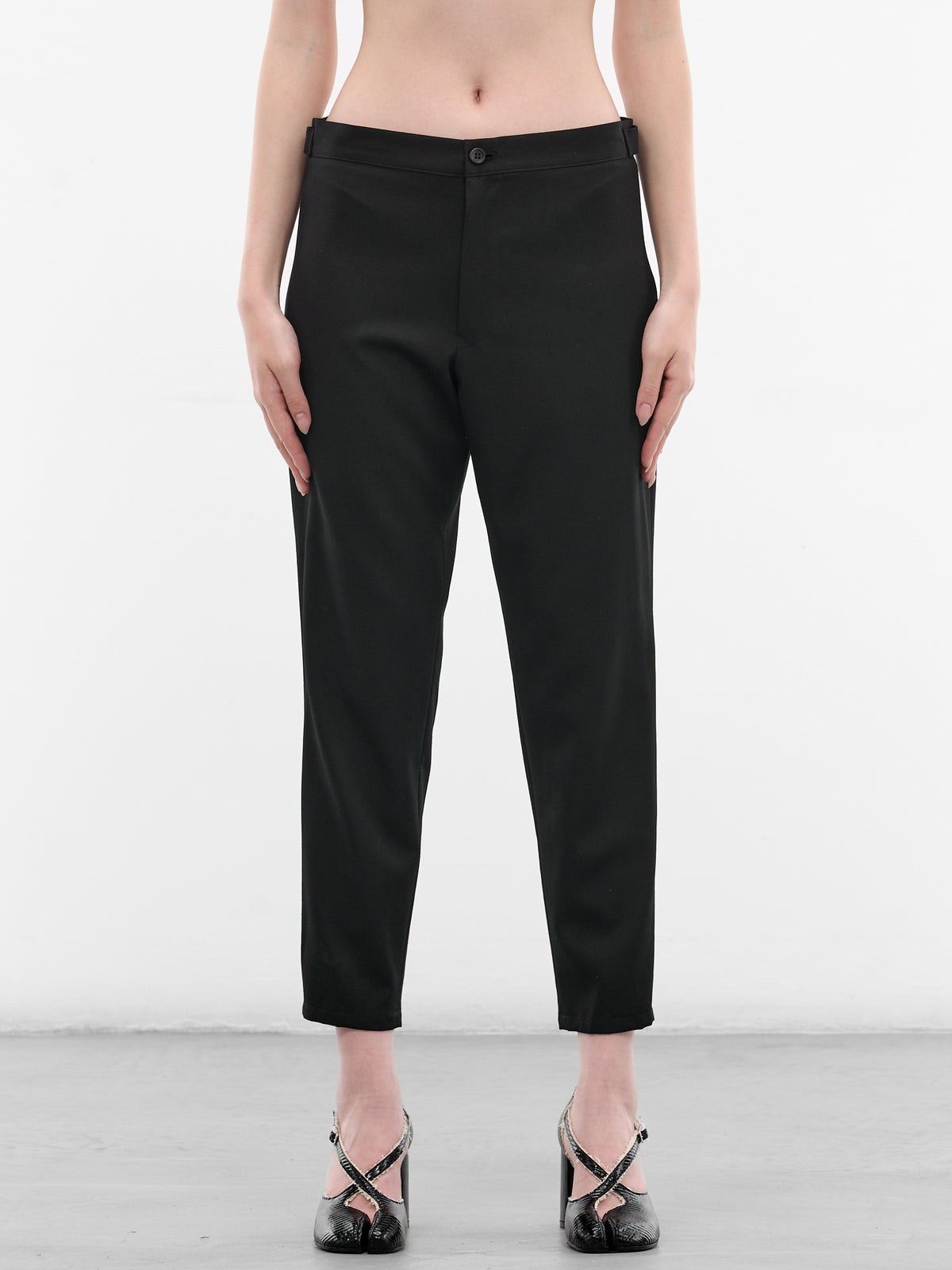 Black Wool Gabardine Slim Pants (FK-P60-101-1-BLACK)