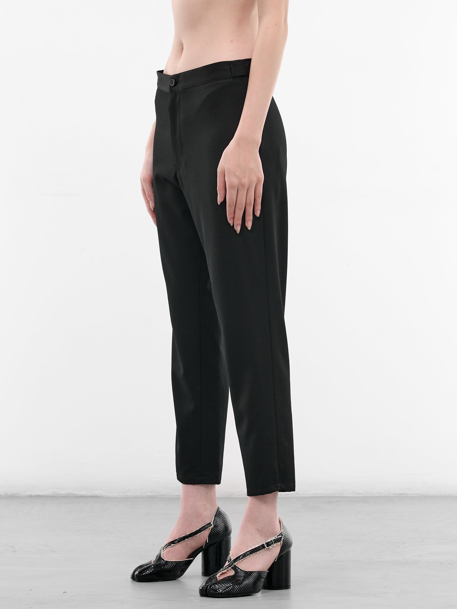 Black Wool Gabardine Slim Pants (FK-P60-101-1-BLACK)