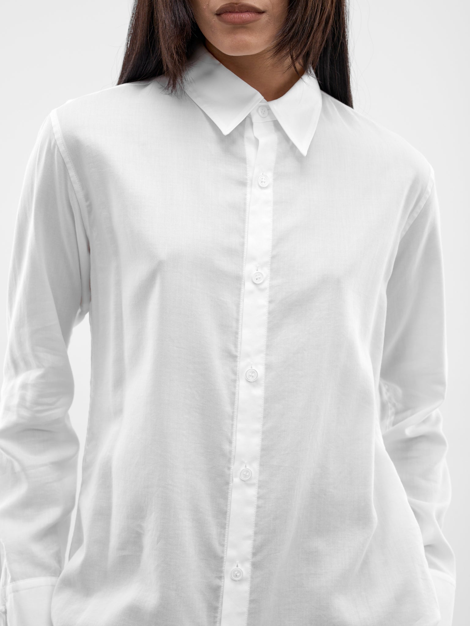 White Tied Cuffs Button-Up Shirt (FK-B62-205-1-OFF-WHITE)