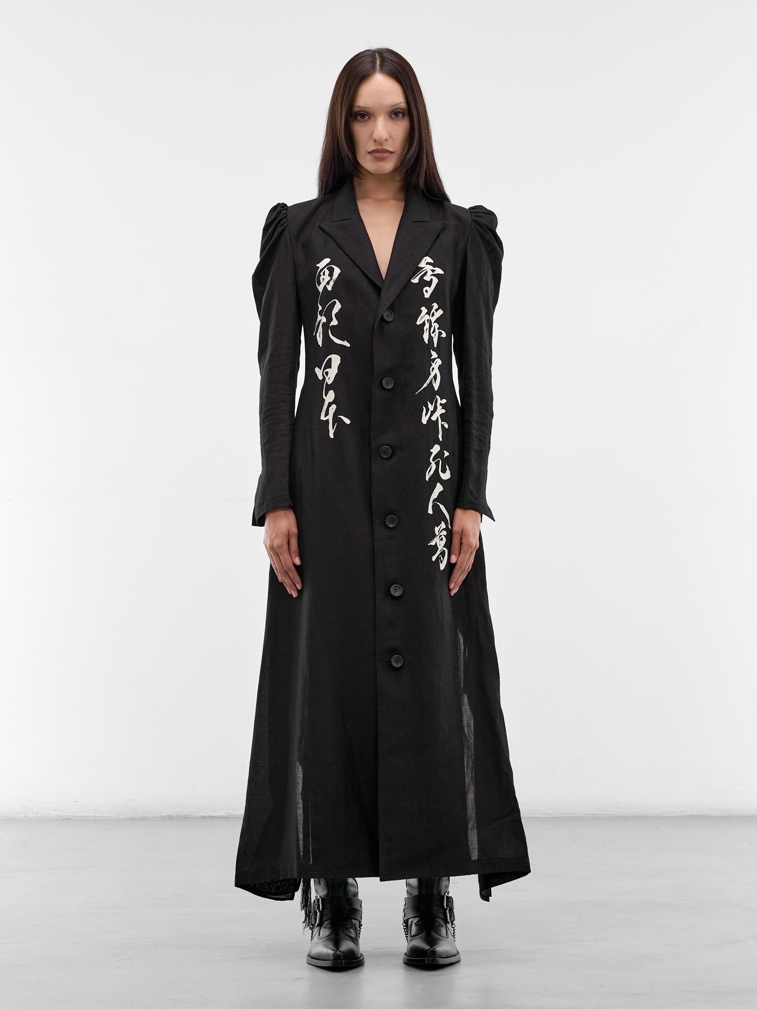 FORBIDDEN FRUIT SHAREEF テーラードジャケット 黒 Black Graphic Unbalanced Coat (FK-C03-311-1-BLACK)