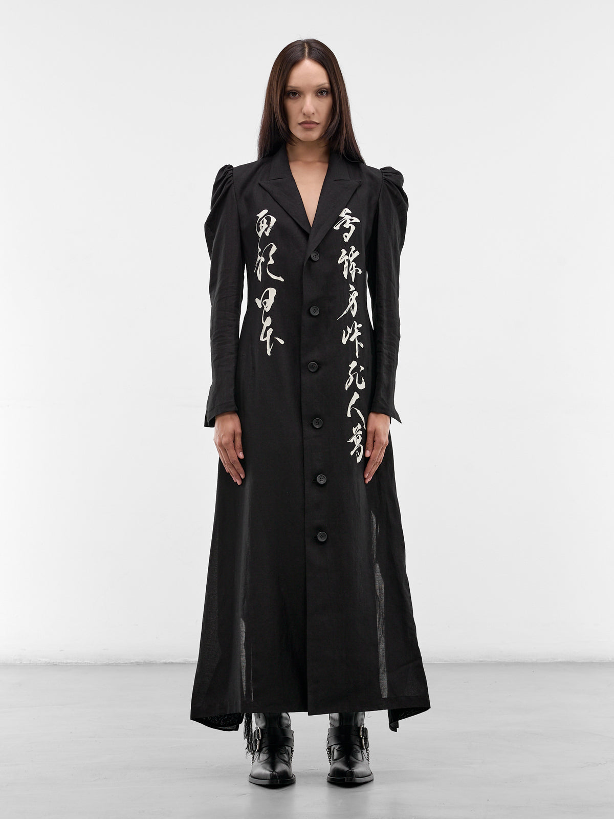 Black Graphic Unbalanced Coat (FK-C03-311-1-BLACK)
