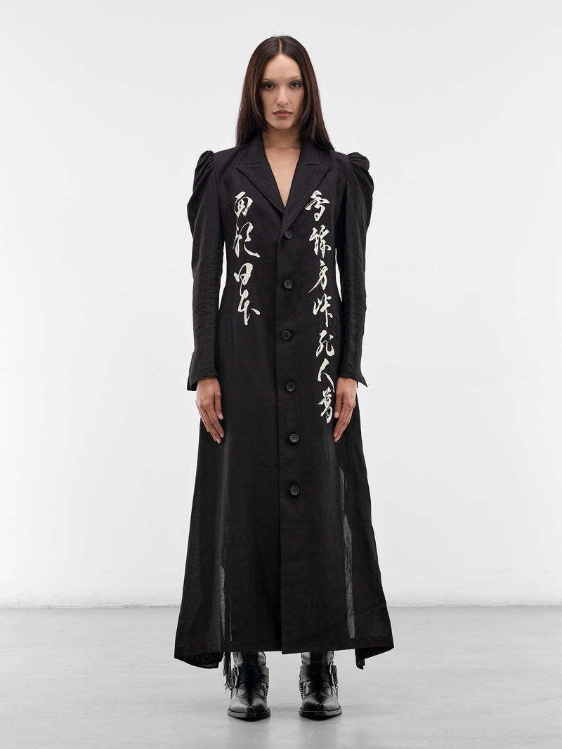 Black Graphic Unbalanced Coat (FK-C03-311-1-BLACK)