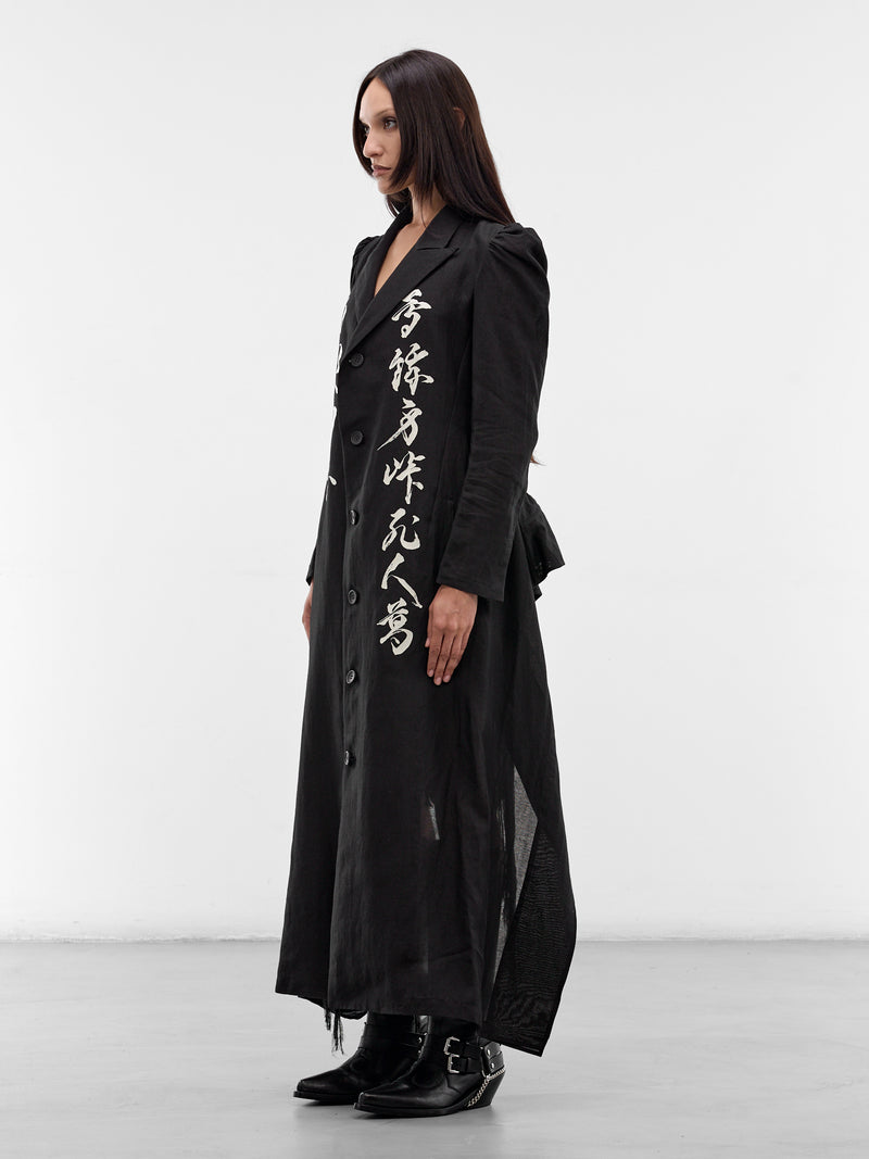 Black Graphic Unbalanced Coat (FK-C03-311-1-BLACK)