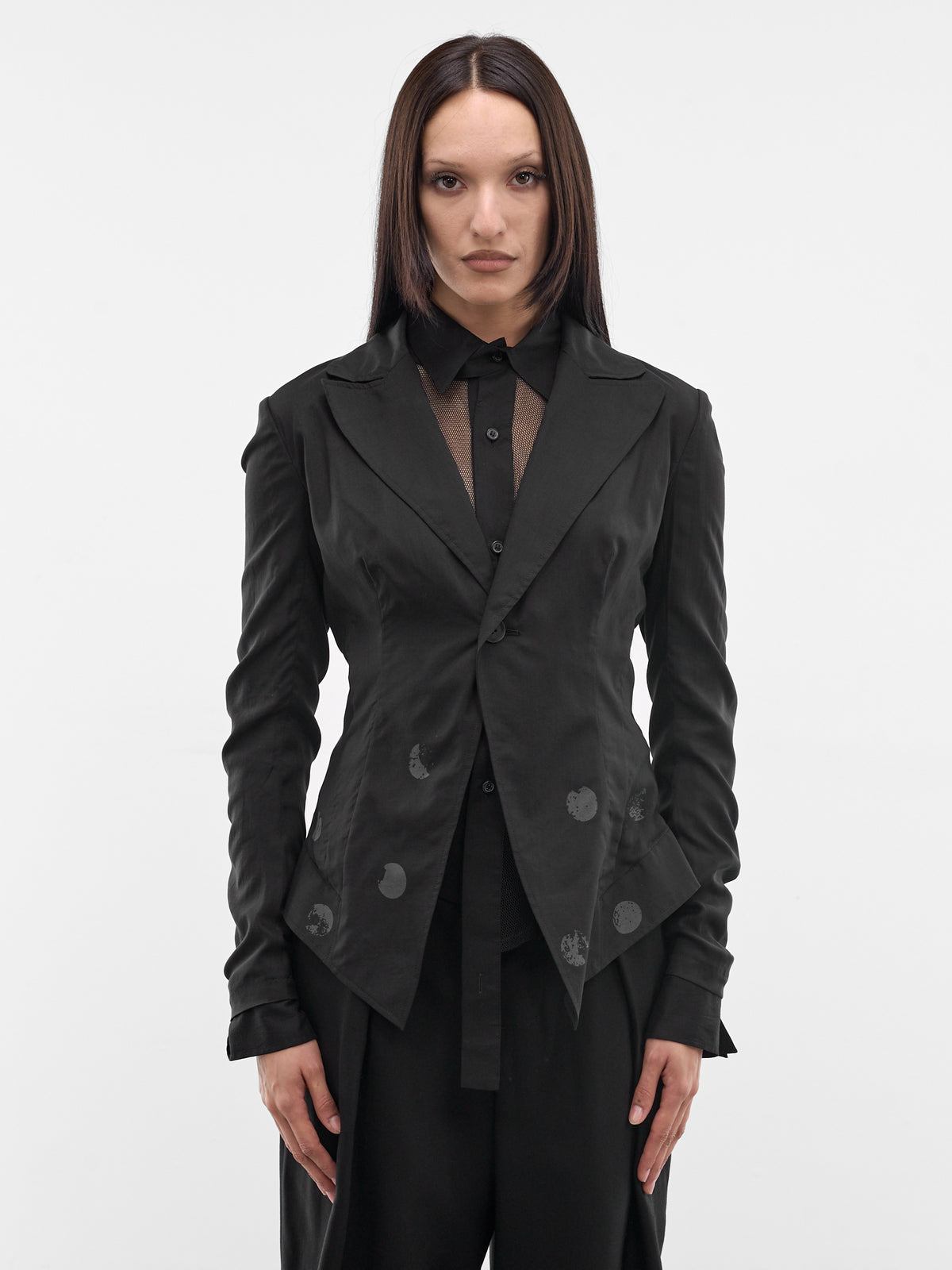 Black Dot Print Blazer (FK-J61-209-1-BLACK-GREY)