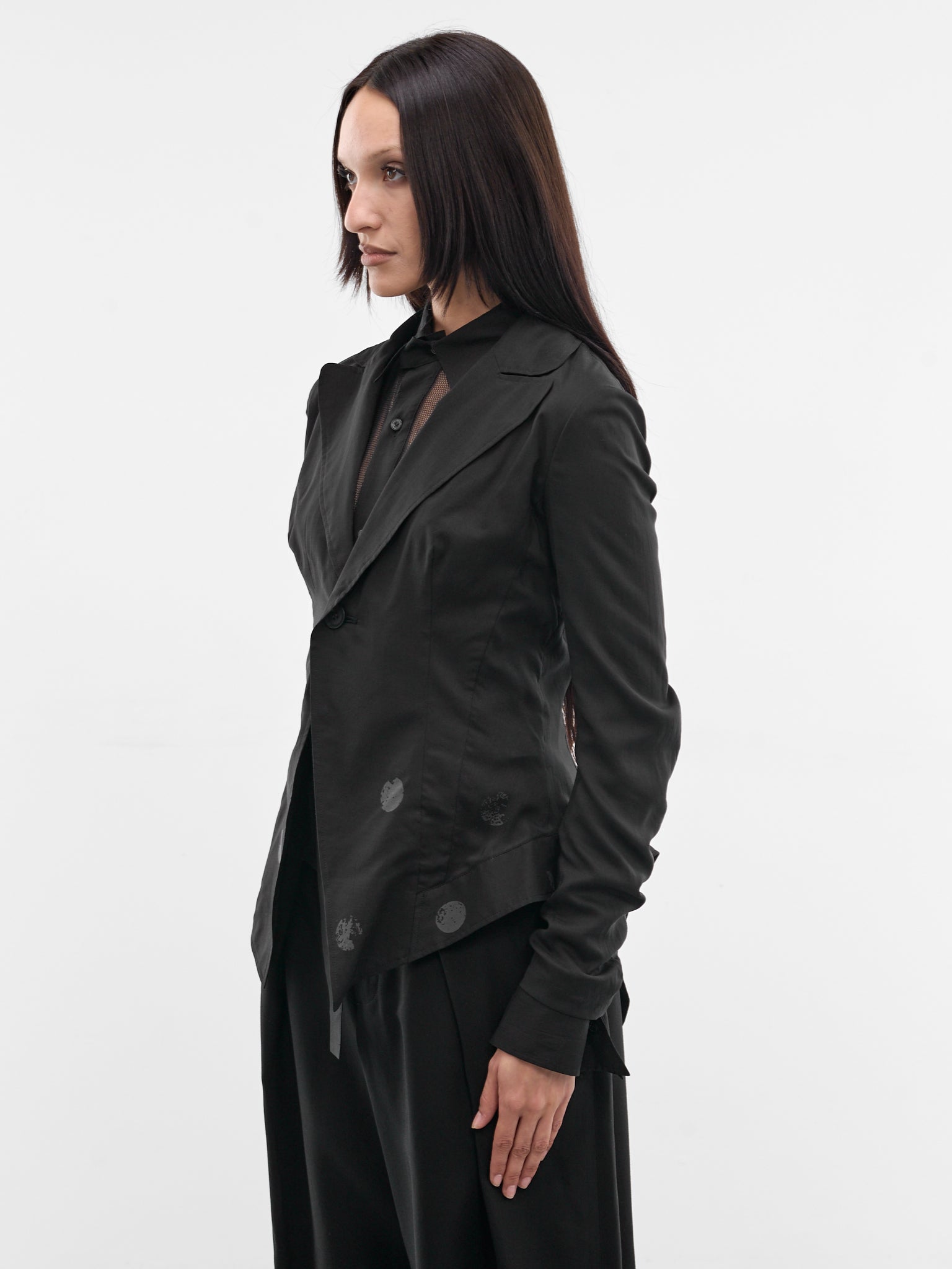 Black Dot Print Blazer (FK-J61-209-1-BLACK-GREY)