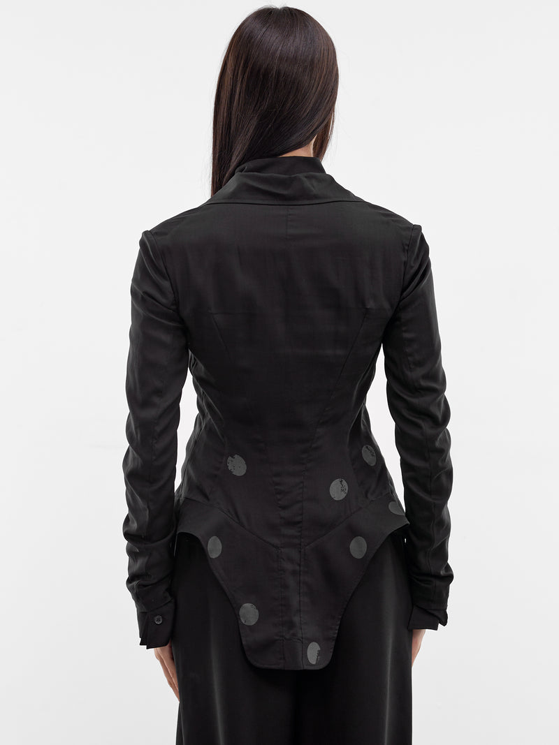 Black Dot Print Blazer (FK-J61-209-1-BLACK-GREY)