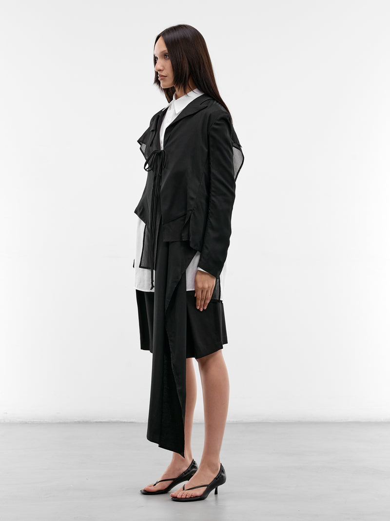 Black Asymmetric Draped Jacket (FK-J63-802-1-BLACK)