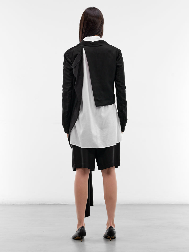Black Asymmetric Draped Jacket (FK-J63-802-1-BLACK)