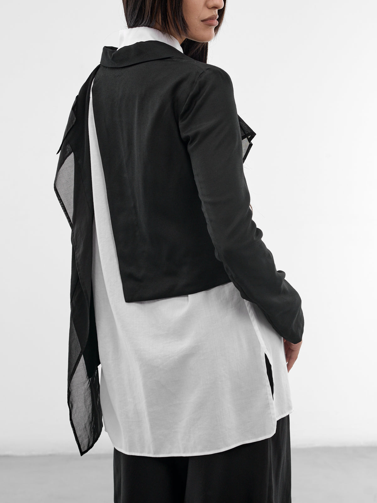 Black Asymmetric Draped Jacket (FK-J63-802-1-BLACK)