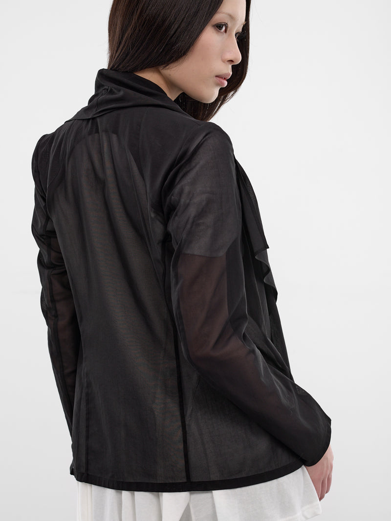 Black Crepe Sheer Draped Jacket (FK-J82-003-1-BLACK)