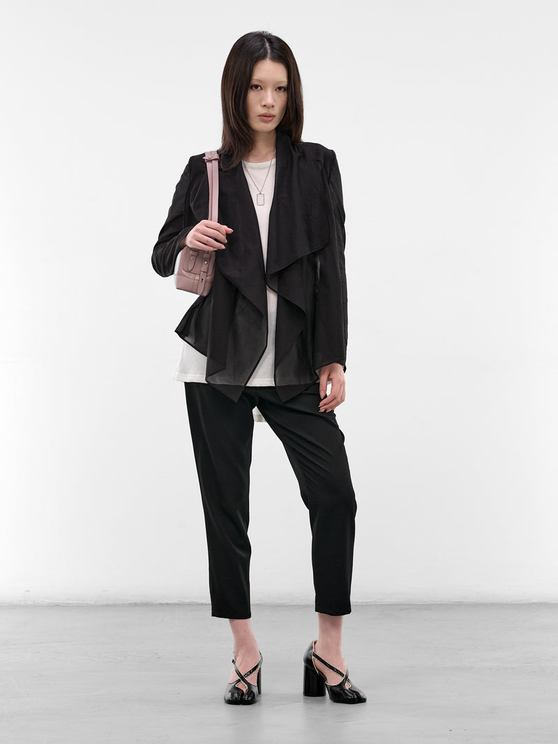 Black Crepe Sheer Draped Jacket (FK-J82-003-1-BLACK)