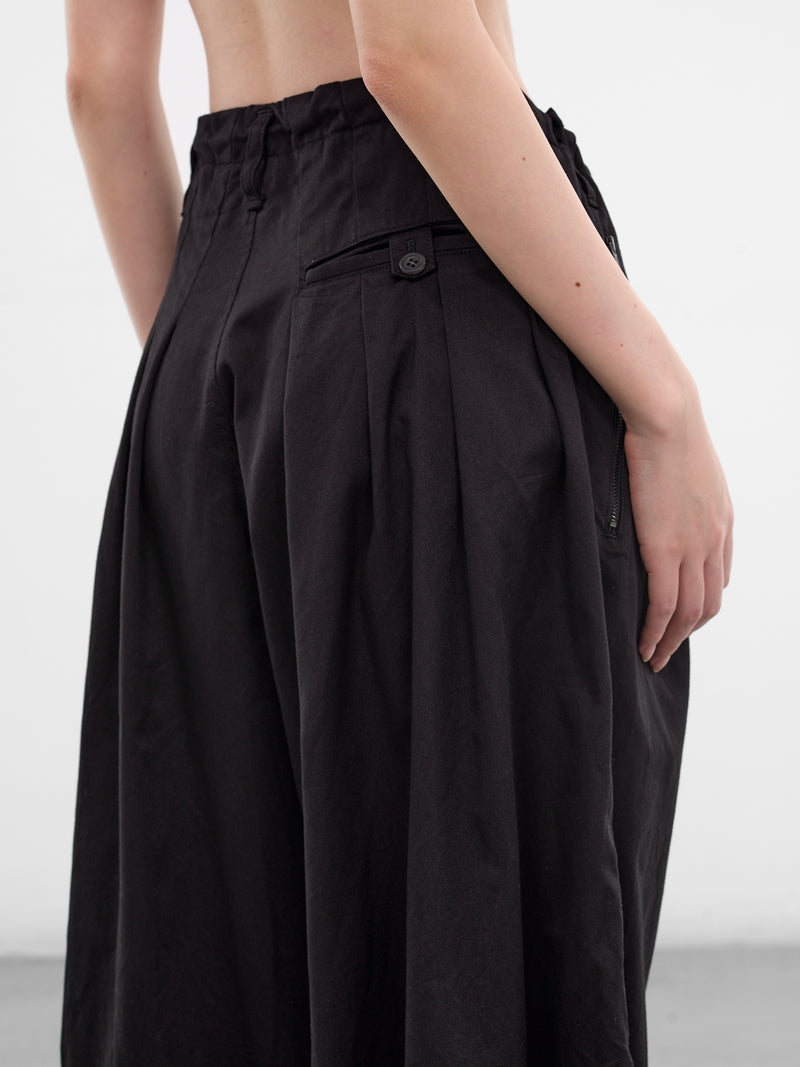 Black 3-Tucks Pleated Baggy Trousers (FK-P65-005-BLACK)