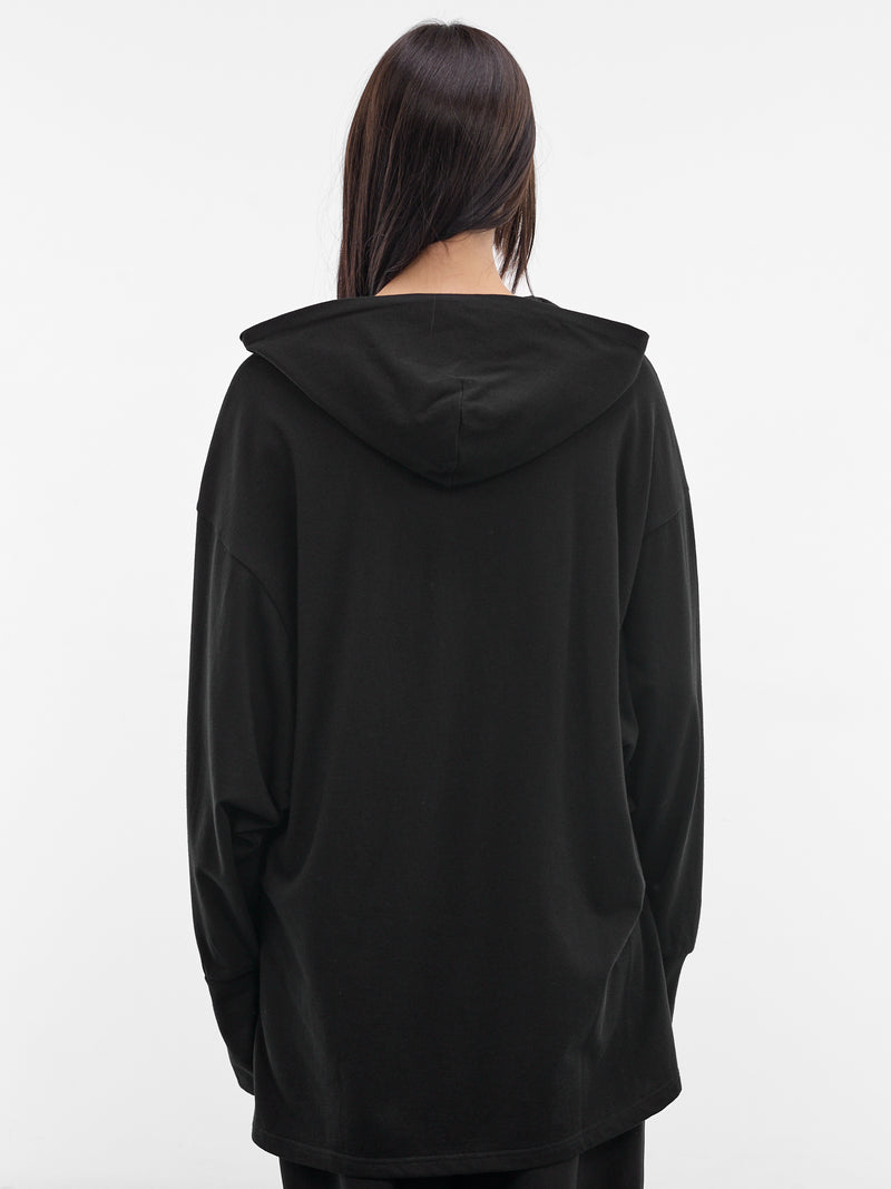 Black French Terry Braided Hoodie (FK-T14-073-1-BLACK)