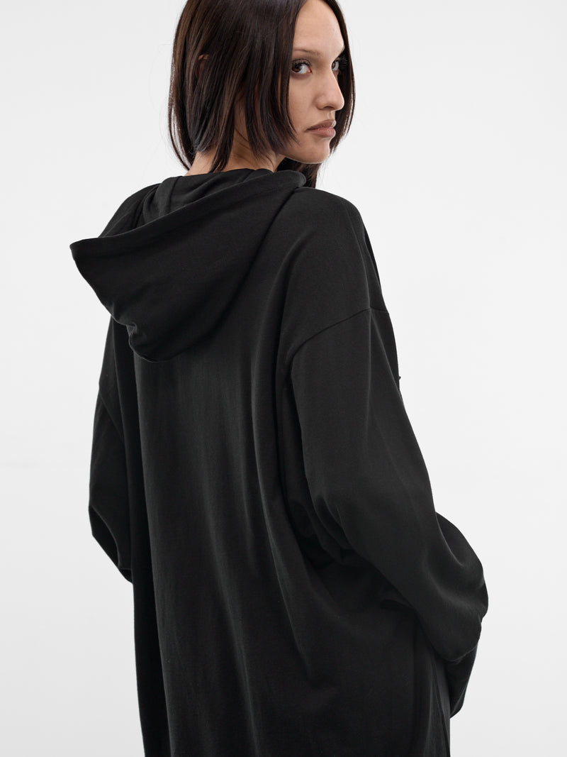 Black French Terry Braided Hoodie (FK-T14-073-1-BLACK)