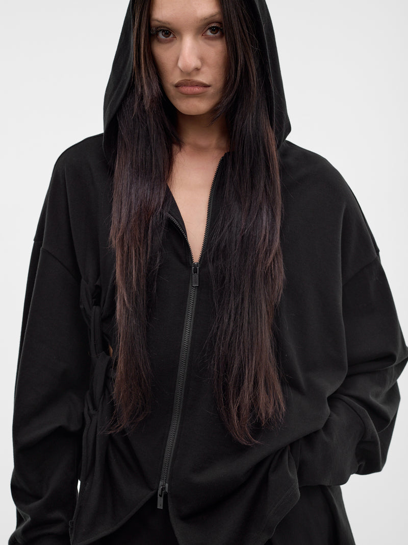 Black French Terry Braided Hoodie (FK-T14-073-1-BLACK)