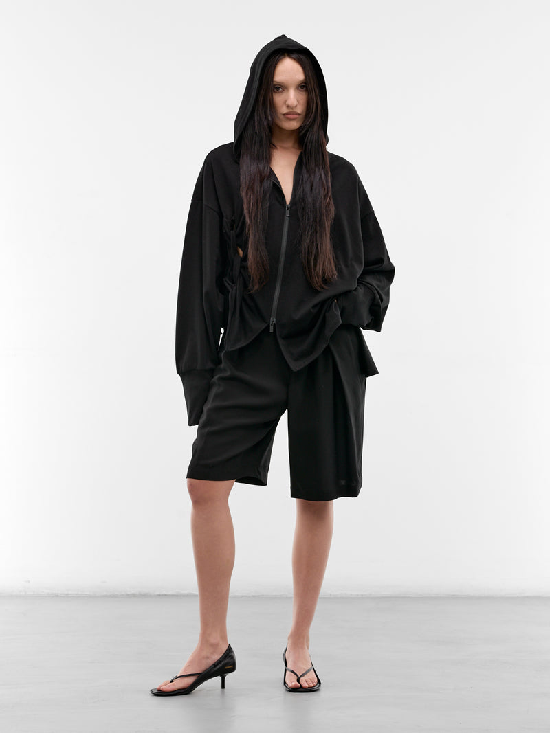 Black French Terry Braided Hoodie (FK-T14-073-1-BLACK)