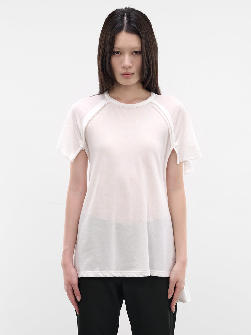 White Deconstructed Draping Tee (FK-T28-076-1-OFF-WHITE)