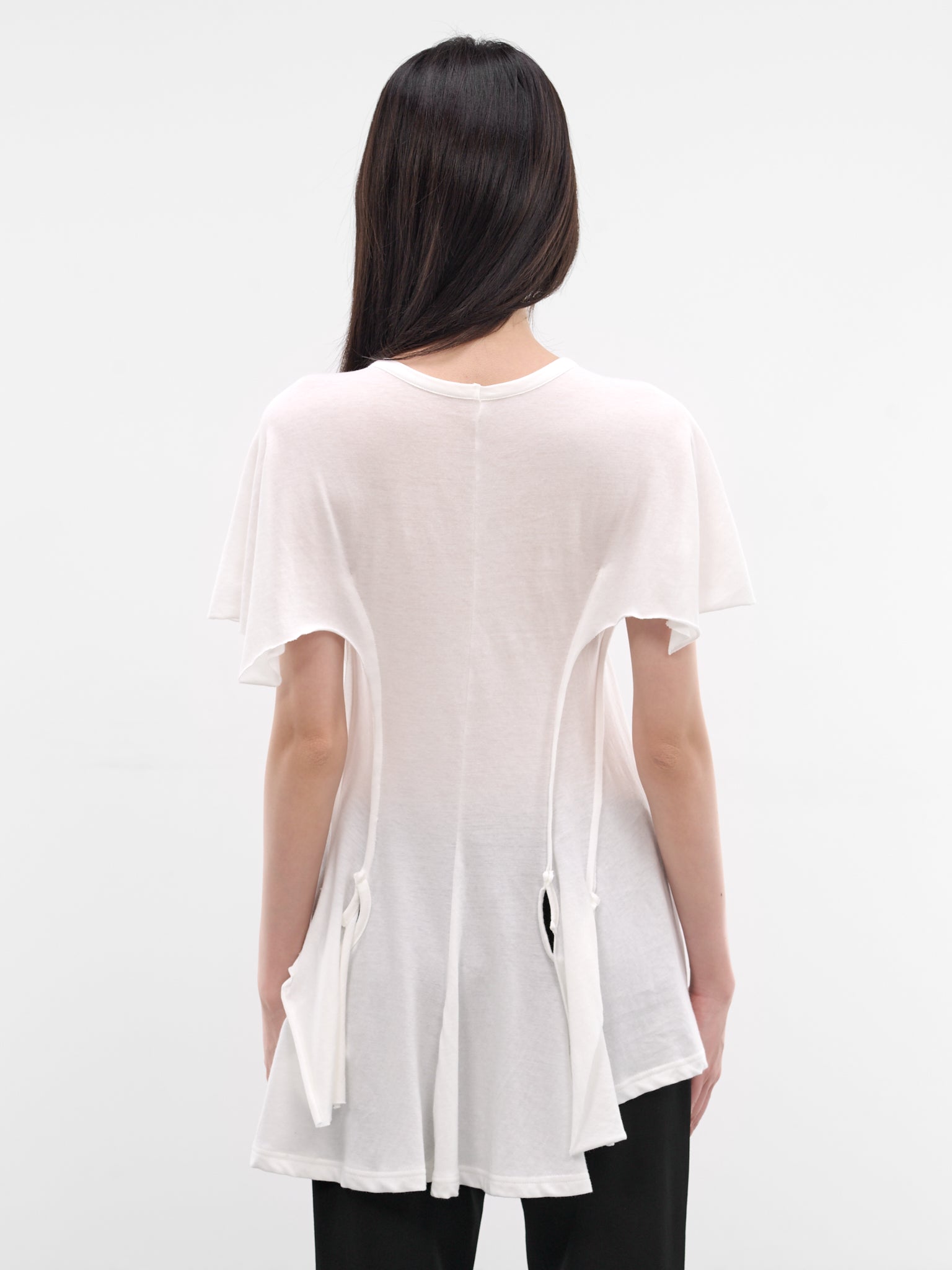 White Deconstructed Draping Tee (FK-T28-076-1-OFF-WHITE)