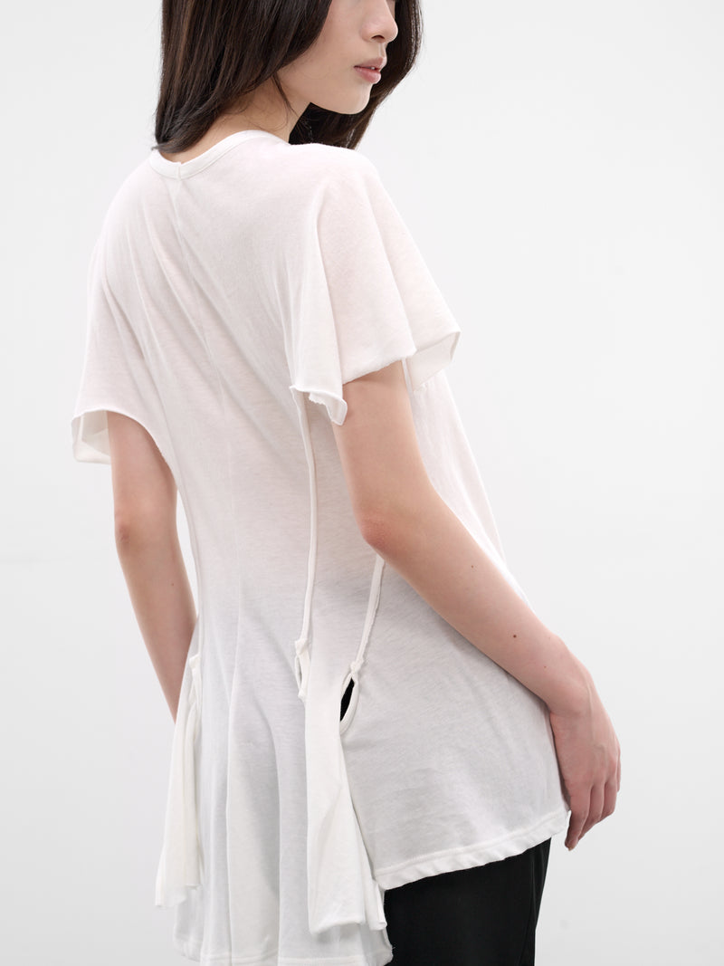 White Deconstructed Draping Tee (FK-T28-076-1-OFF-WHITE)