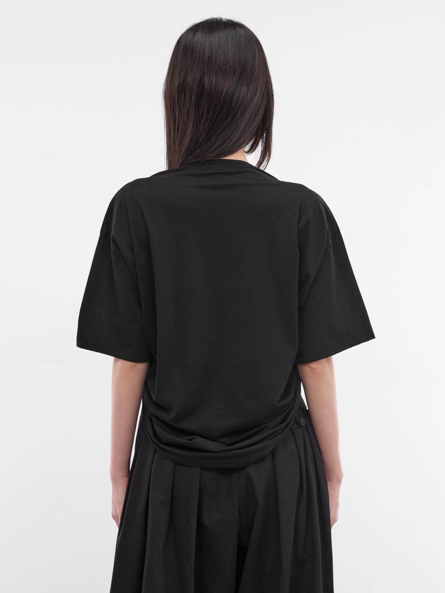 Black Gathered Front Crop Tee (FK-T33-078-1-BLACK)