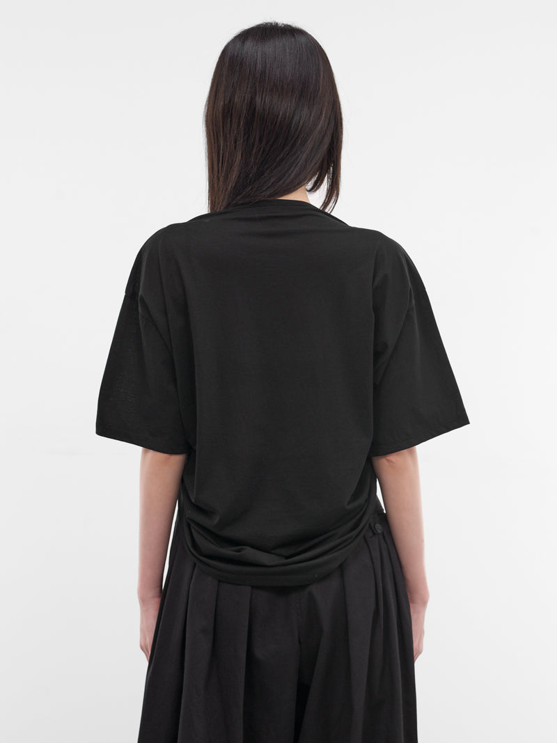 Black Gathered Front Crop Tee (FK-T33-078-1-BLACK)