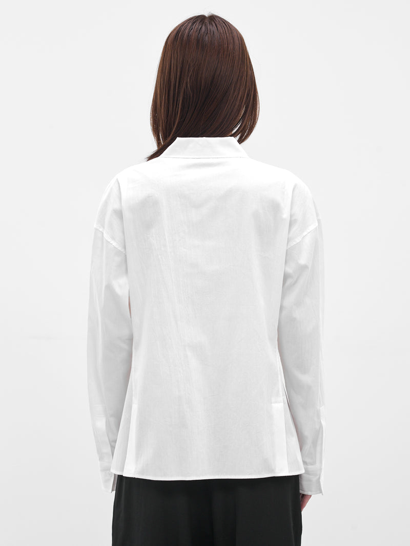 White Paneled Broadcloth Cotton Blouse (FL-B66-004-1-OFF-WHITE)