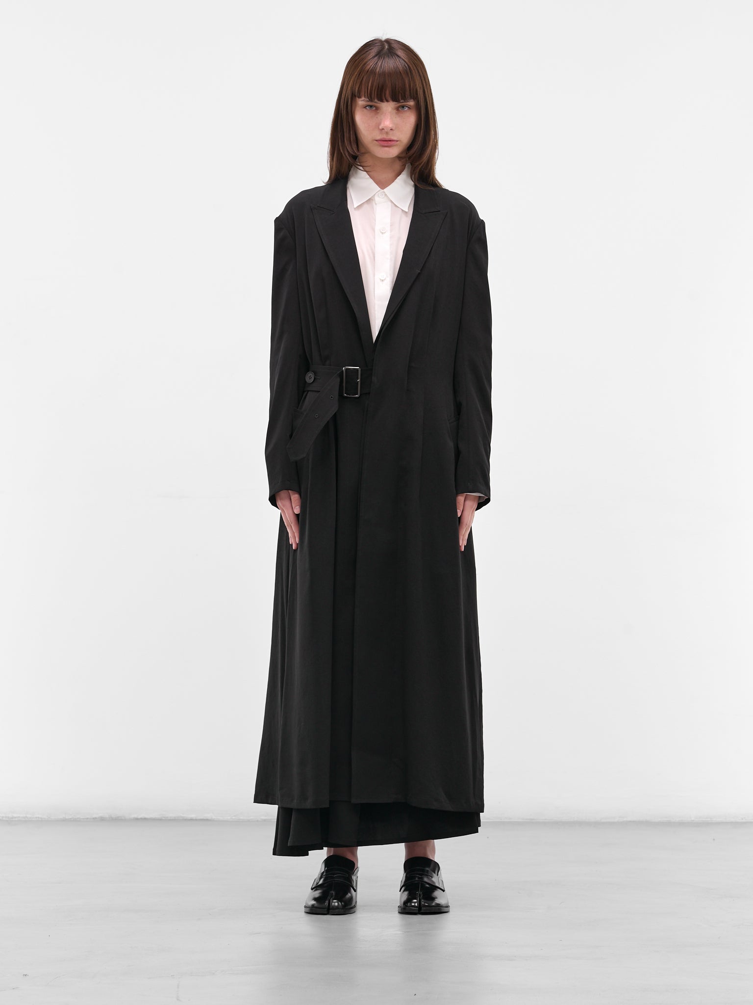 Black Crepe Belted Coat (FL-C60-500-1-BLACK)