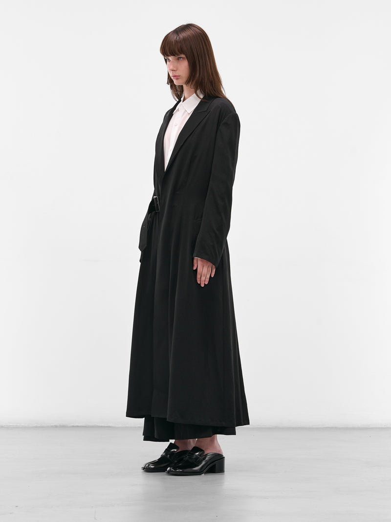Black Crepe Belted Coat (FL-C60-500-1-BLACK)