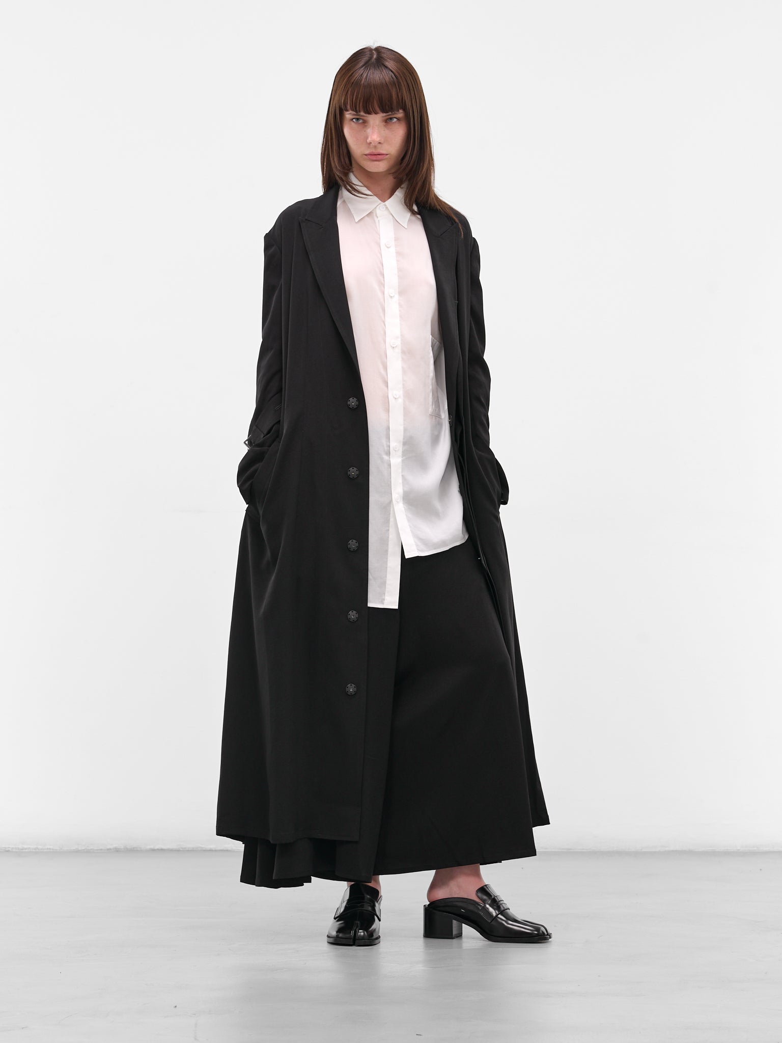 Black Crepe Belted Coat (FL-C60-500-1-BLACK)