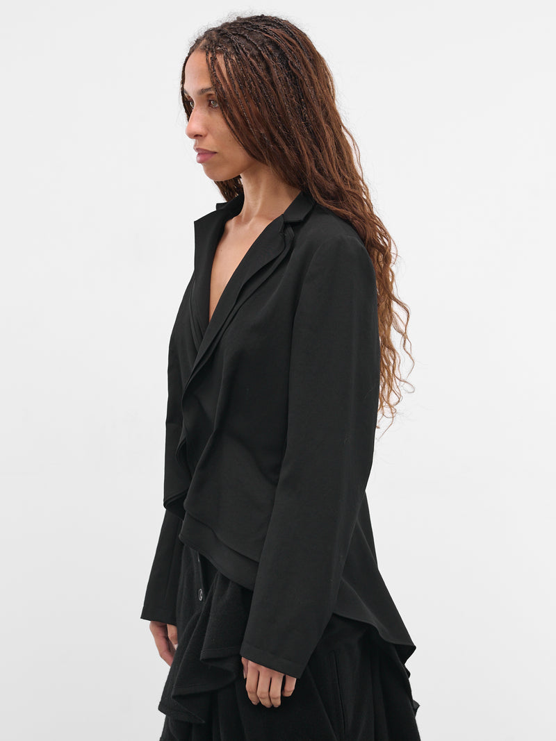 Black Wool Gabardine Wrinkled Blazer (FL-J65-100-BLACK)