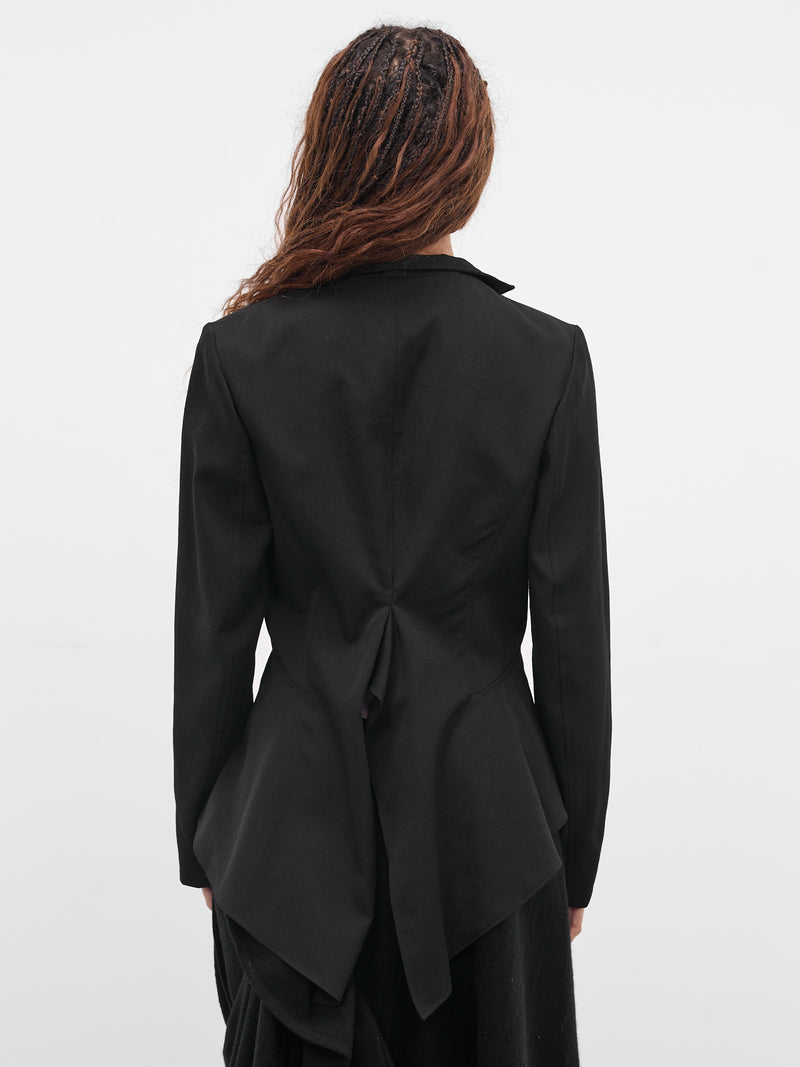 Black Wool Gabardine Wrinkled Blazer (FL-J65-100-BLACK)