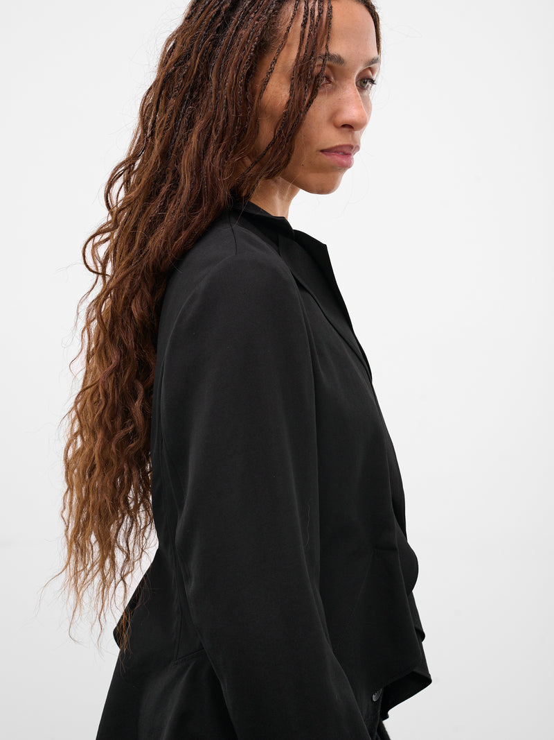 Black Wool Gabardine Wrinkled Blazer (FL-J65-100-BLACK)