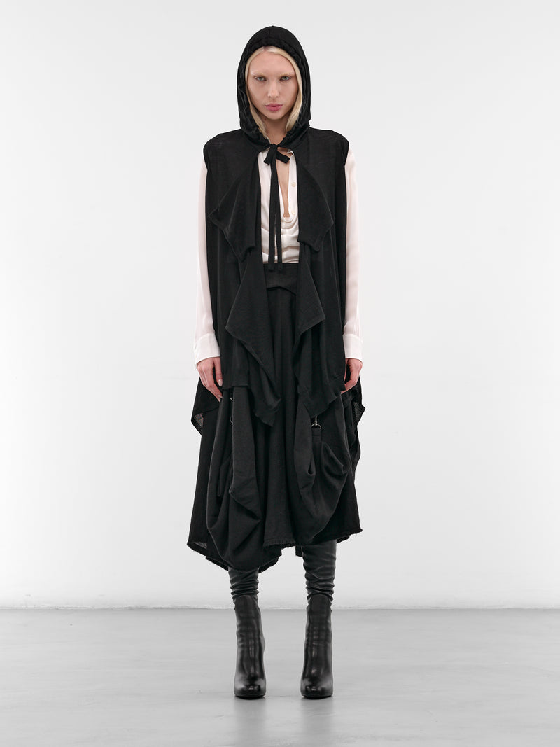 Black Wool Knit Hooded Vest (FL-K27-197-BLACK)