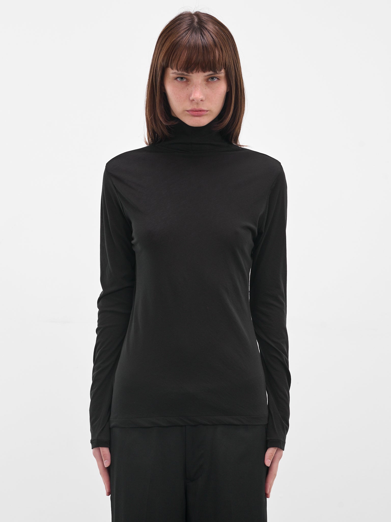 Black Cotton Jersey Turtleneck (FL-T04-070-3-BLACK)